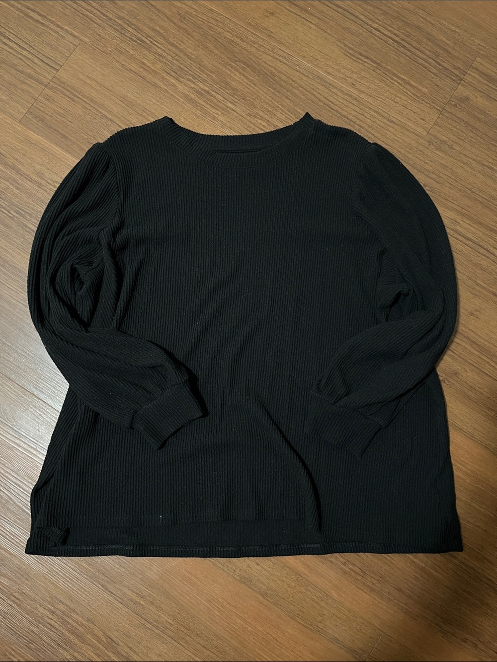 LC Lauren Conrad Black Ribbed Long Sleeve Top